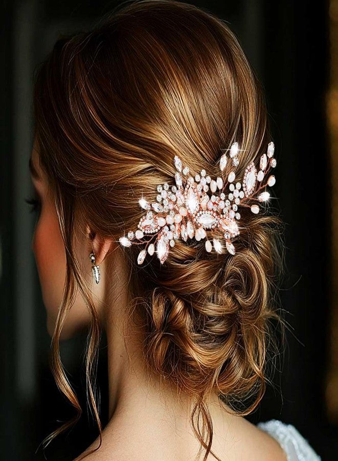 GORAIS Rhinestone Bridal Hair Comb Rose Gold Wedding Hair Accessories Prom Hair Pieces for Brides and Women - Image 4